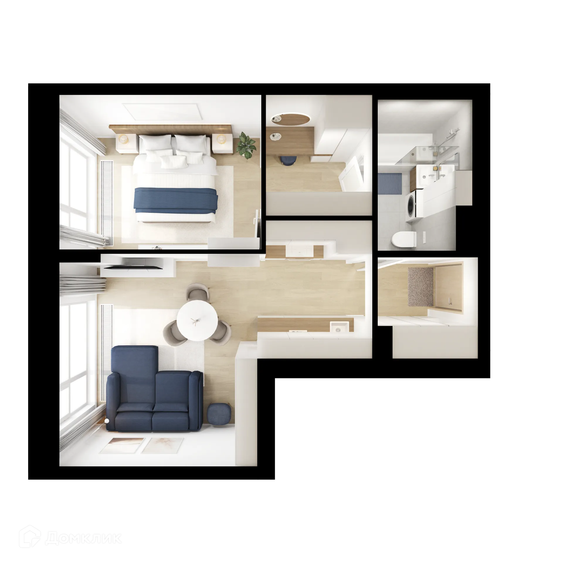 Планировка 1-комнатной квартиры 41.4 м² в ЖК 2-й Иртышский, г. Москва — фото 2