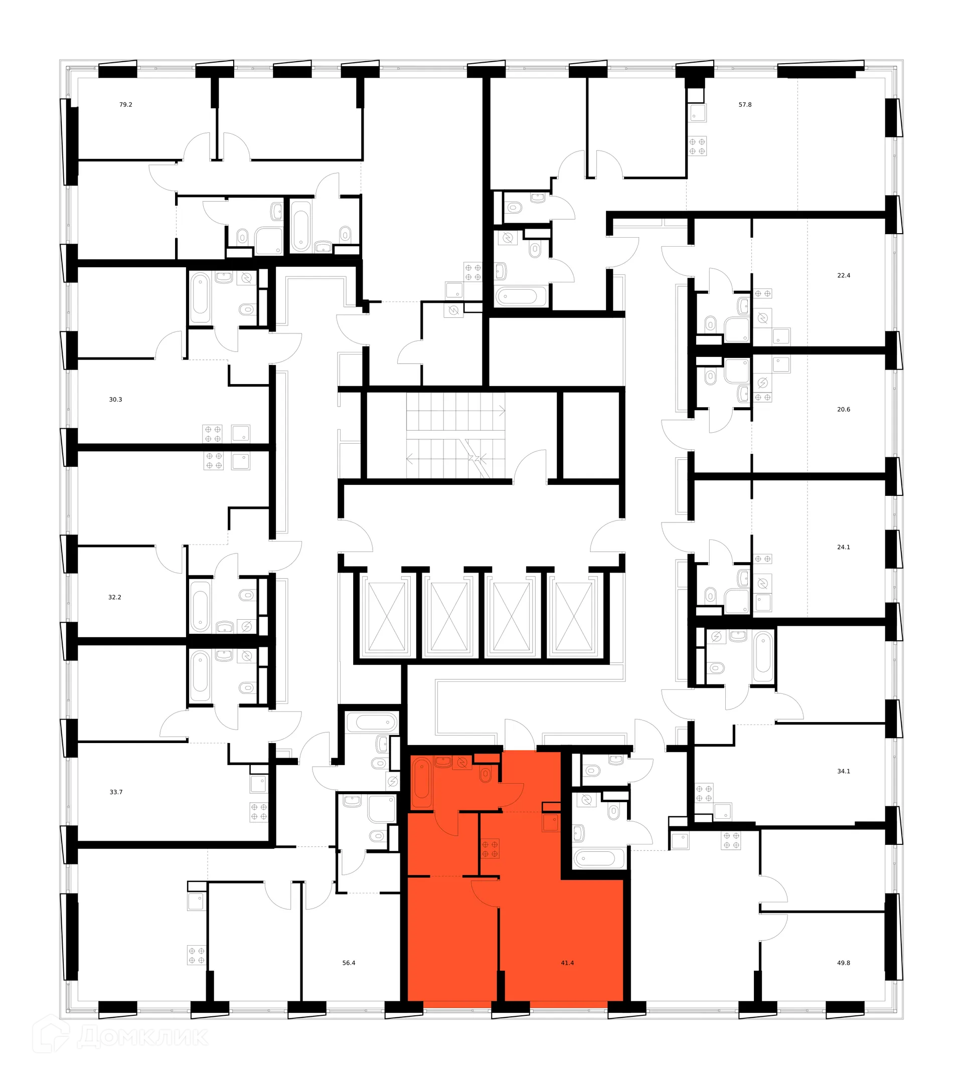 Планировка 1-комнатной квартиры 41.4 м² в ЖК 2-й Иртышский, г. Москва — фото 3