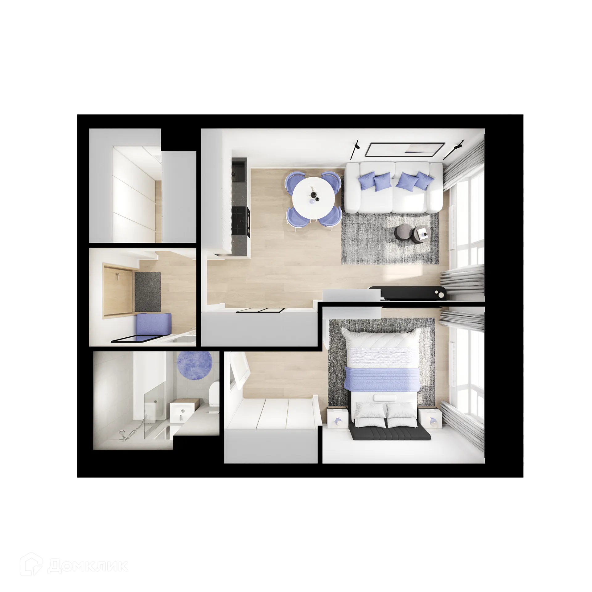 Планировка 1-комнатной квартиры 37.9 м² в «Алтуфьевское 53», г. Москва — фото 2