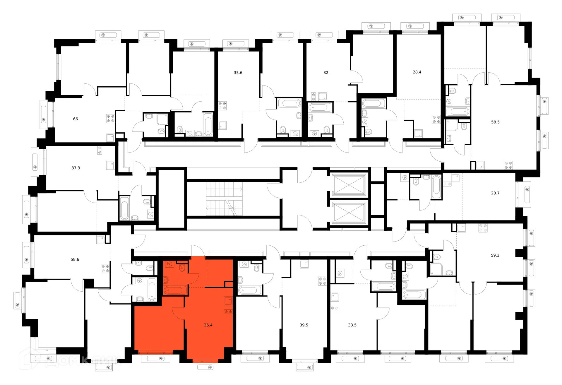 Планировка 1-комнатной квартиры 36.4 м² в ЖК Середневский лес, г. Москва — фото 2
