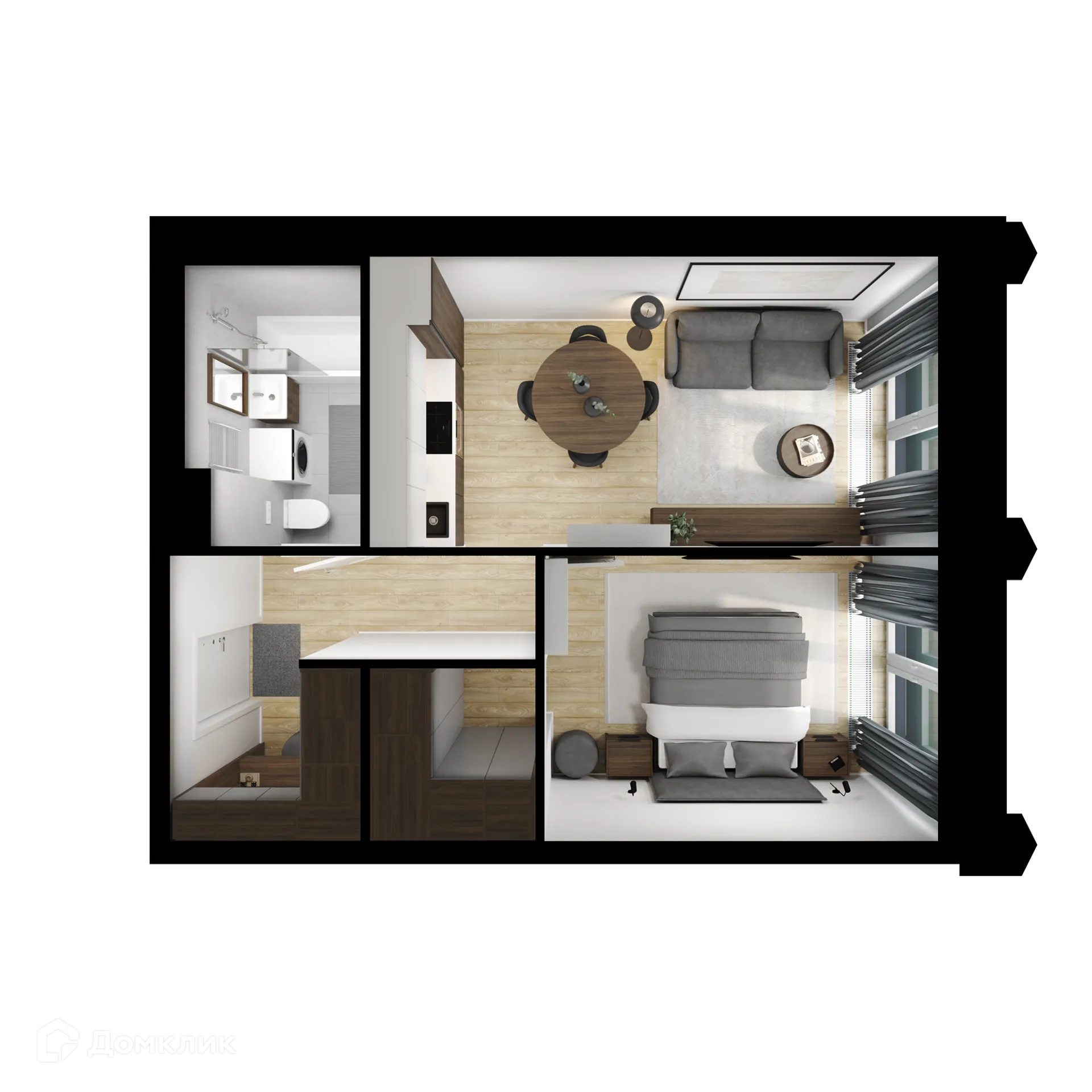 Планировка 1-комнатной квартиры 40.7 м² в ЖК Бусиновский парк, г. Москва — фото 2