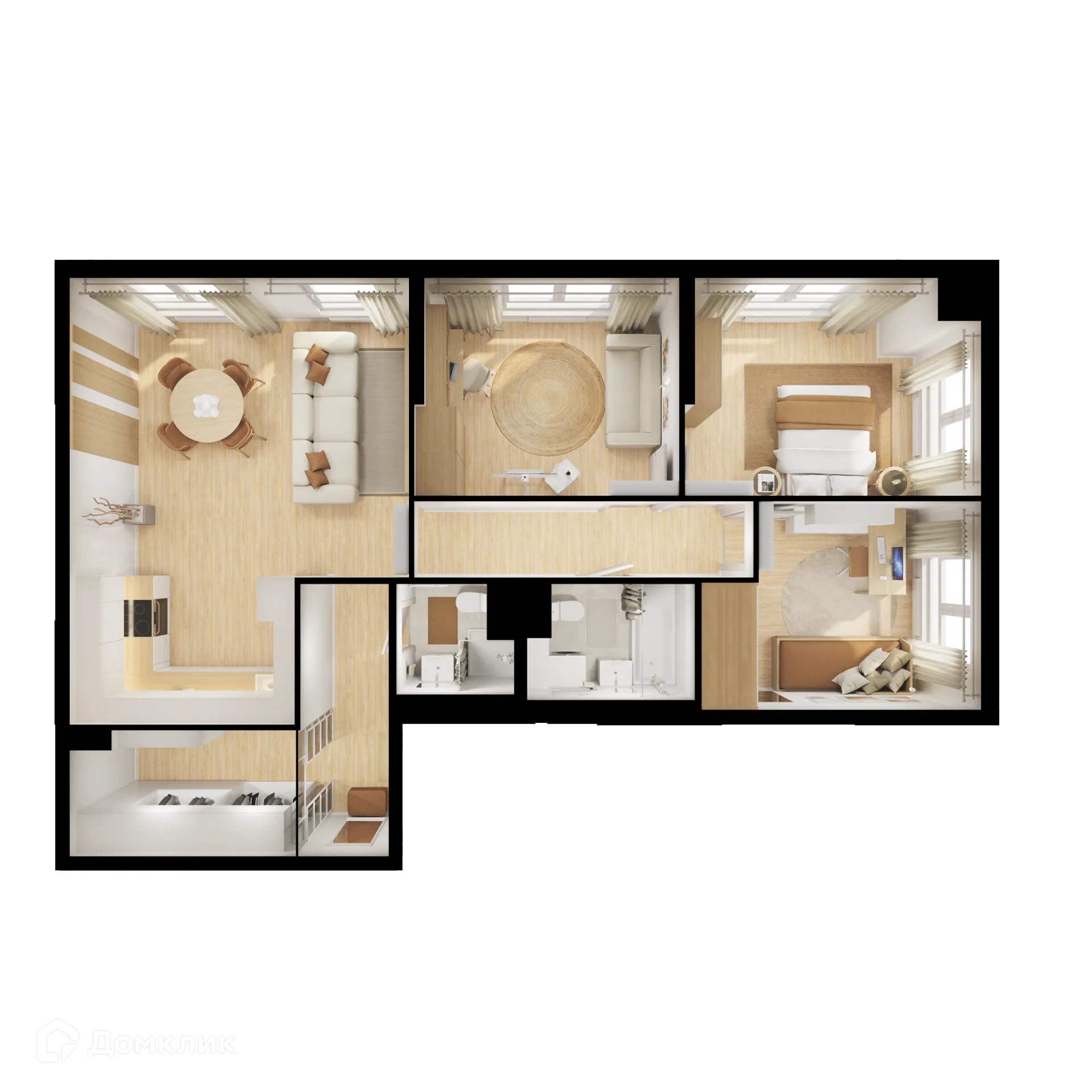 Планировка 3-комнатной квартиры 84.7 м² в ЖК Волжский парк, г. Москва — фото 2