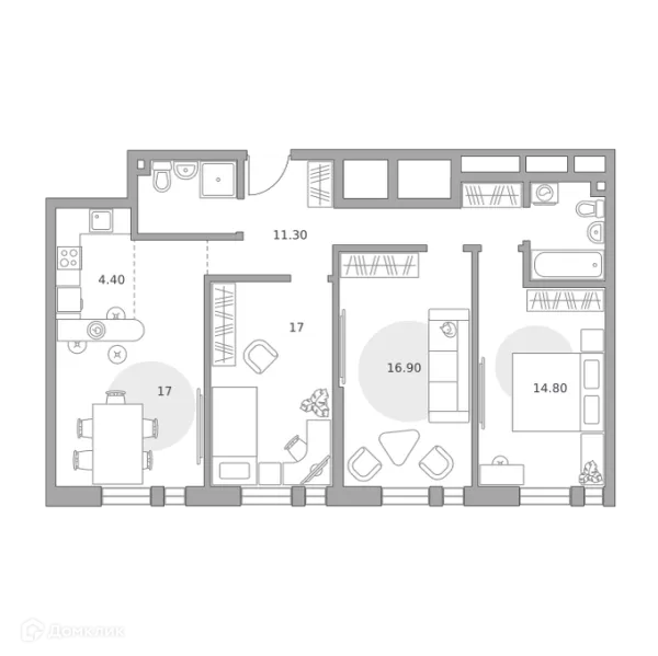 Планировка 4 комн. в ЖК MYPRIORITY Dubrovka (МАЙПРИОРИТИ Дубровка)