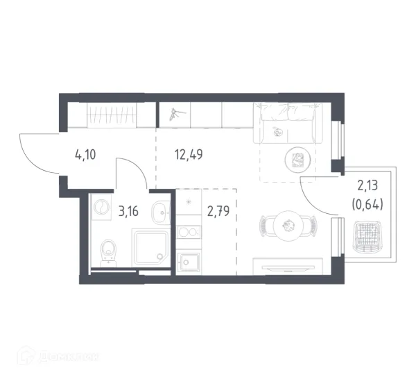 Планировка Студия в ЖК  Остафьево