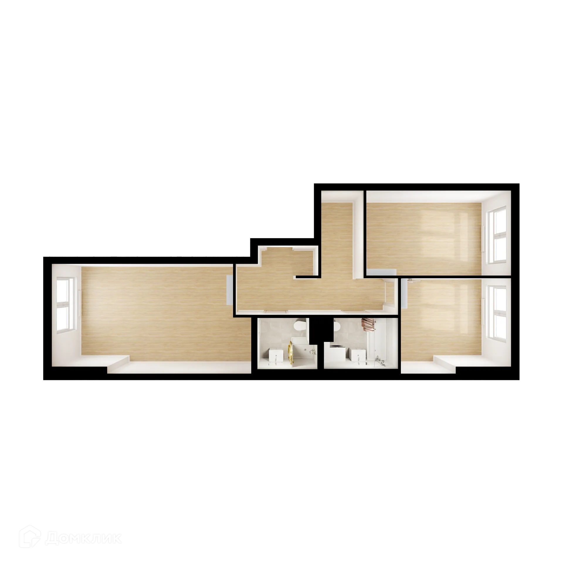 Планировка 2-комнатной квартиры 65.7 м² в ЖК Сигнальный 16, г. Москва — фото 1