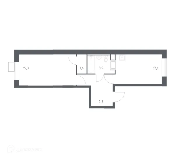 Планировка 1 комн. в ЖК Цветочные поляны