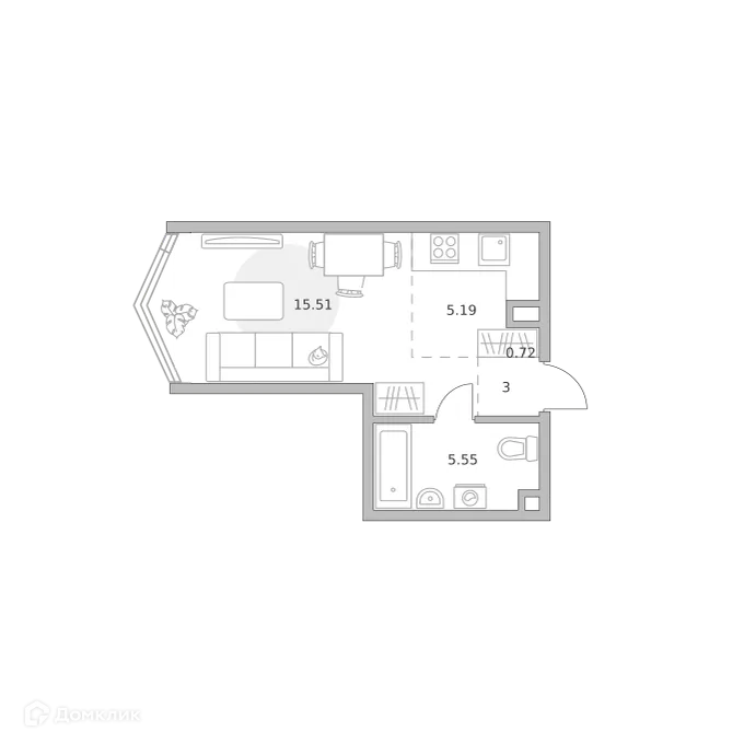 Планировка студии квартиры 29.97 м² в ЖК MYPRIORITY (Майприорити) Мневники, г. Москва — фото 1