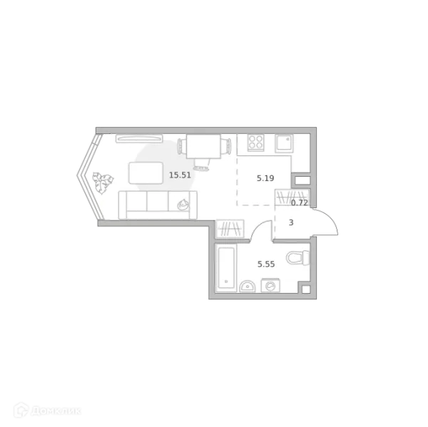 Планировка Студия в ЖК MYPRIORITY (Майприорити) Мневники