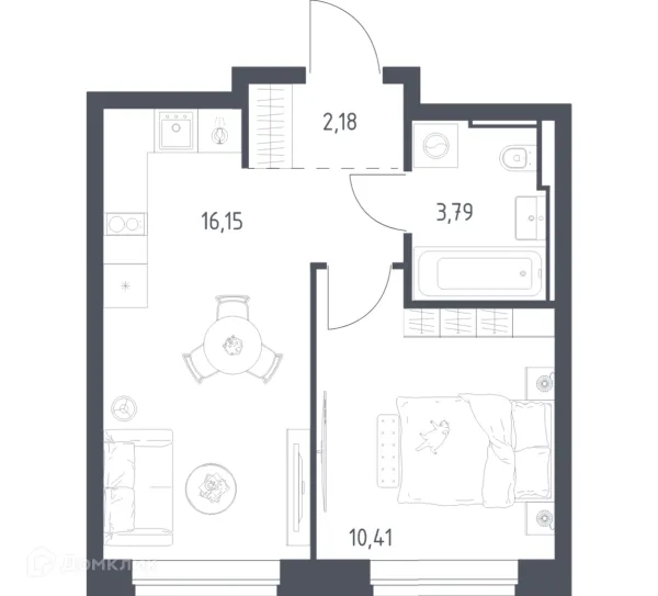 Планировка 1 комн. в Литературный квартал