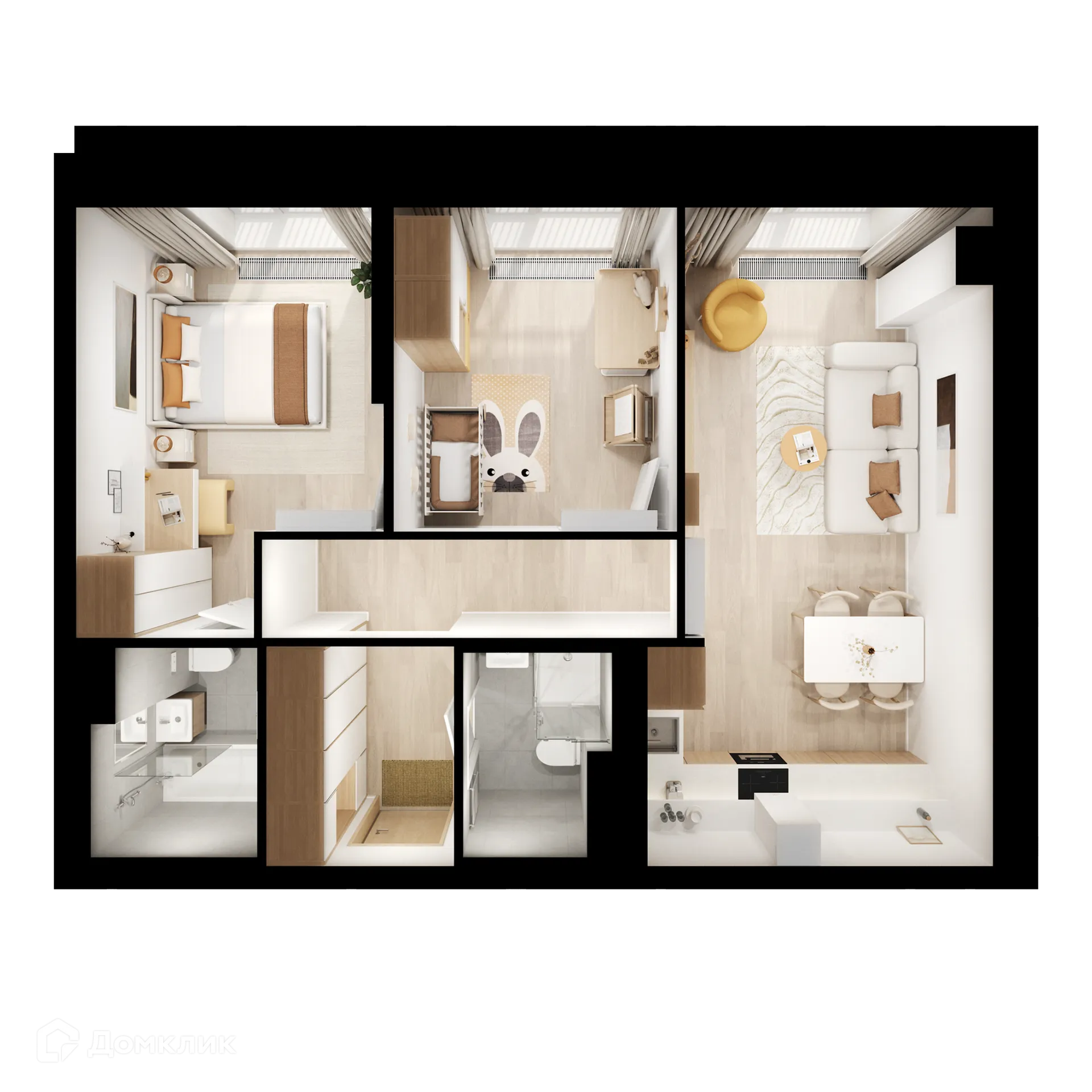 Планировка 2-комнатной квартиры 59.7 м² в «Нарвин», г. Москва — фото 2