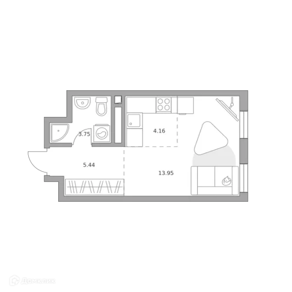 Планировка Студия в ЖК BeLuck Коломенское (БеЛук Коломенское)