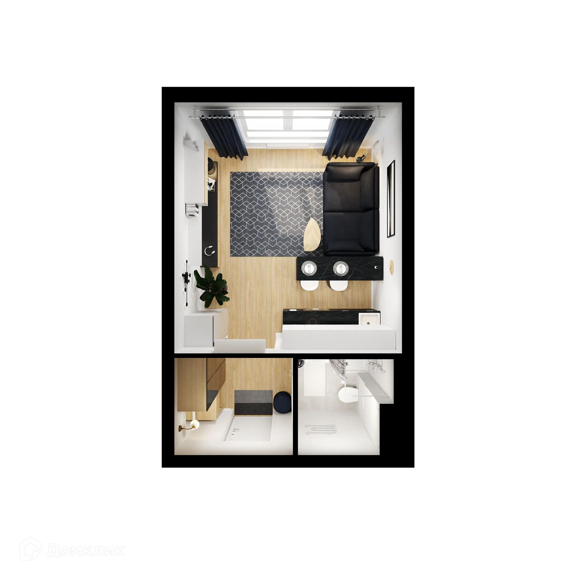 Планировка студии квартиры 23.1 м² в ЖК Первый Дубровский, г. Москва — фото 1