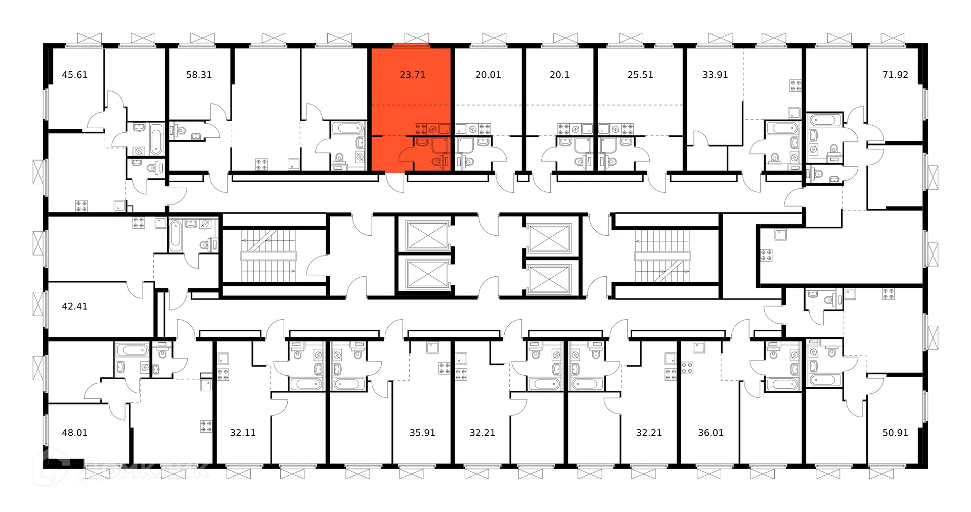 Планировка студии квартиры 23.1 м² в ЖК Первый Дубровский, г. Москва — фото 2