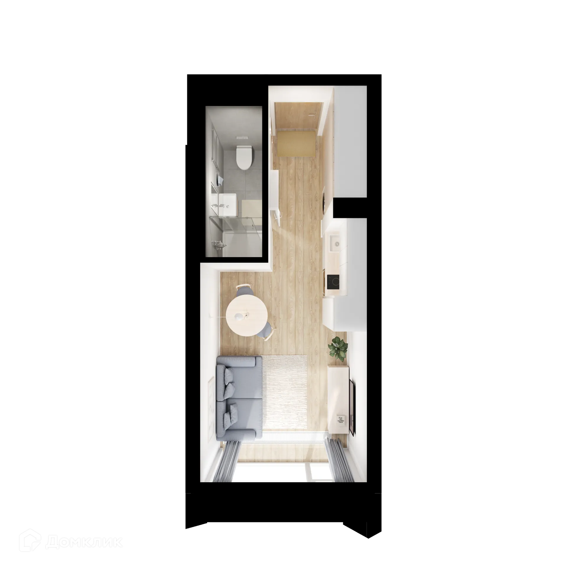 Планировка студии квартиры 20.5 м² в ЖК Матвеевский парк, г. Москва — фото 2