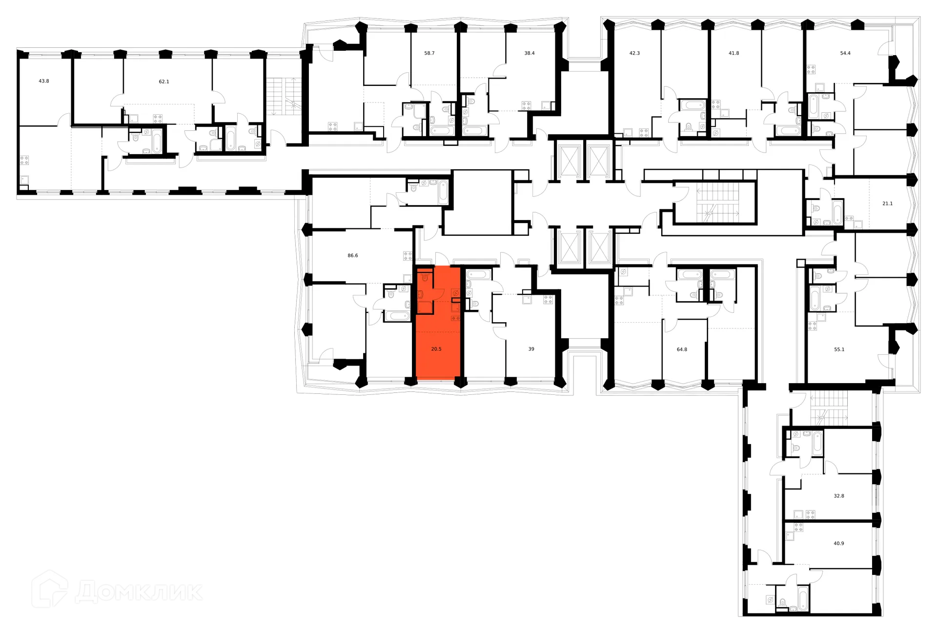 Планировка студии квартиры 20.5 м² в ЖК Матвеевский парк, г. Москва — фото 3