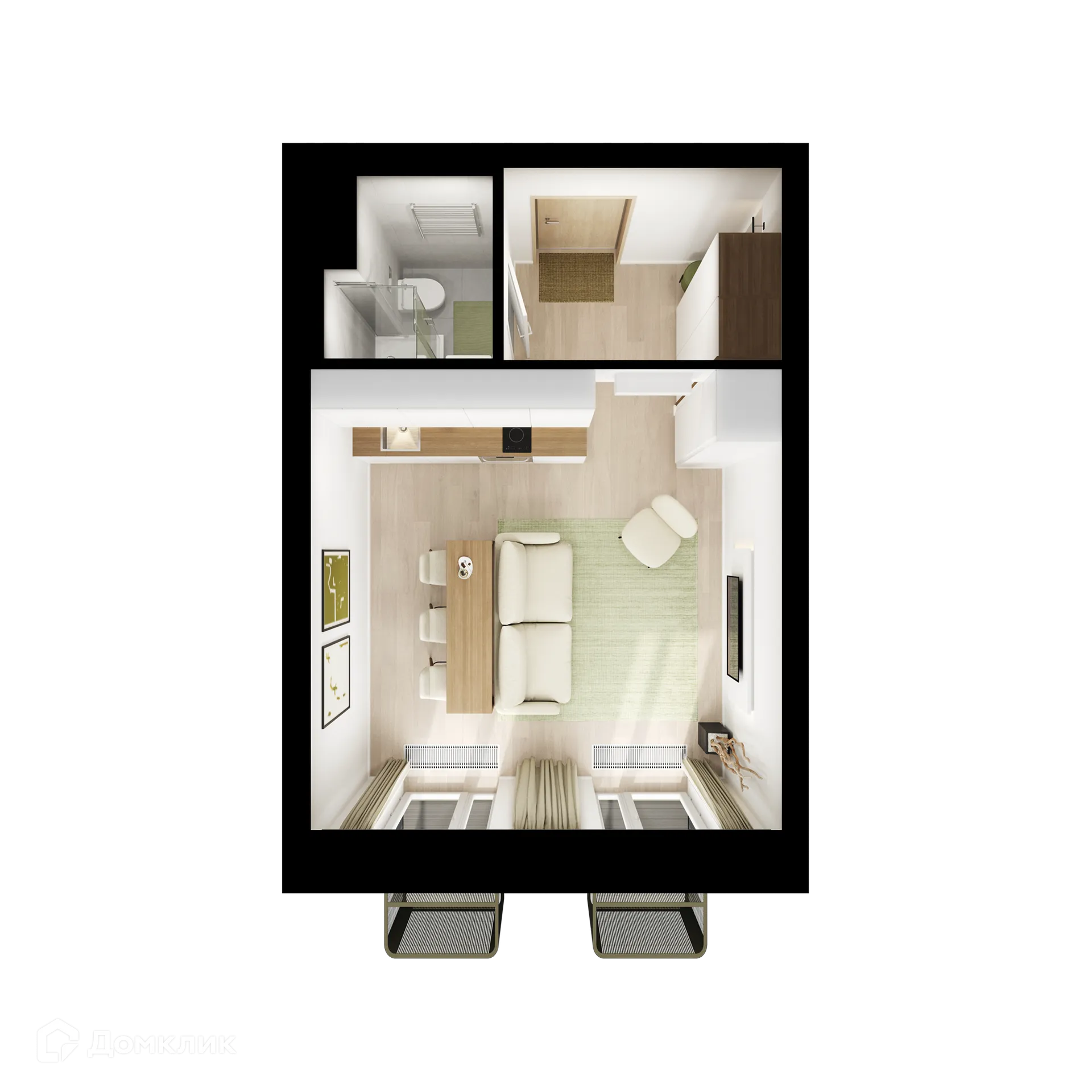 Планировка студии квартиры 25.5 м² в ЖК 2-й Иртышский, г. Москва — фото 2