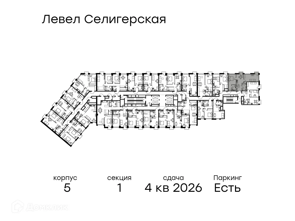 Планировка 2-комнатной квартиры 64.3 м² в ЖК Level Селигерская (Левел Селигерская), г. Москва — фото 2