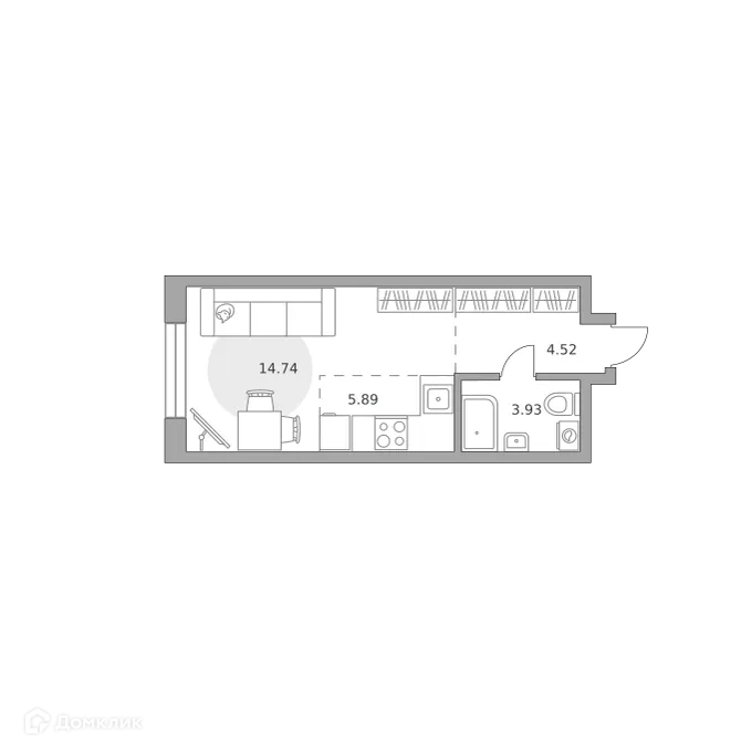 Планировка студии квартиры 29.08 м² в ЖК MYPRIORITY Dubrovka (МАЙПРИОРИТИ Дубровка), г. Москва — фото 1
