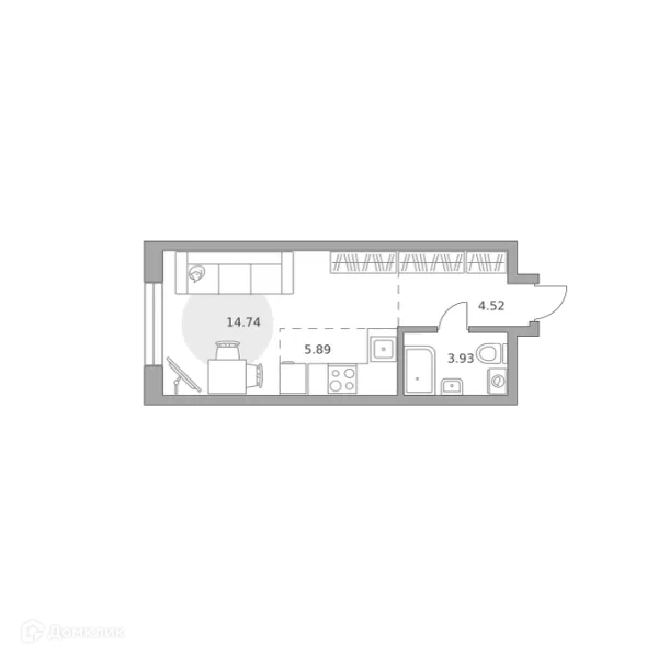 Планировка Студия в ЖК MYPRIORITY Dubrovka (МАЙПРИОРИТИ Дубровка)