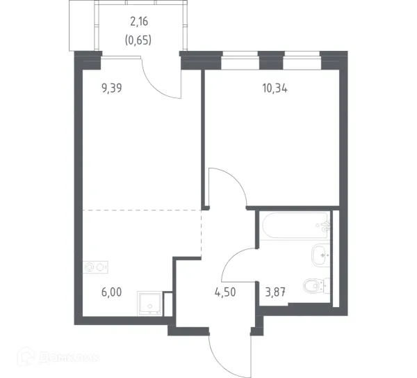 Планировка 1 комн. в ЖК Подольские кварталы