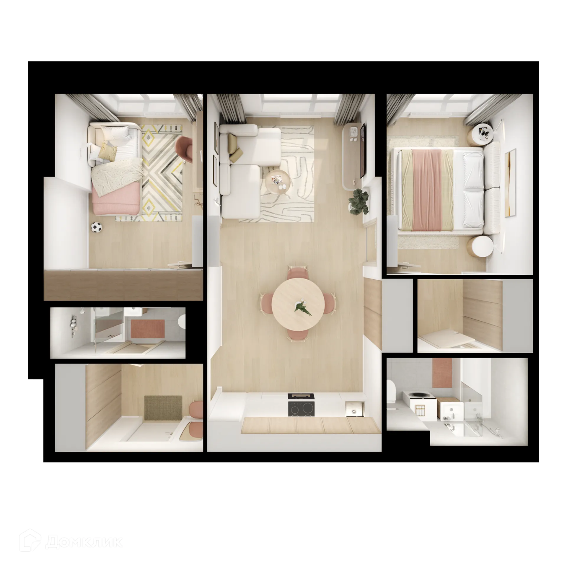 Планировка 2-комнатной квартиры 61.6 м² в ЖК Кавказский бульвар 51, г. Москва — фото 2