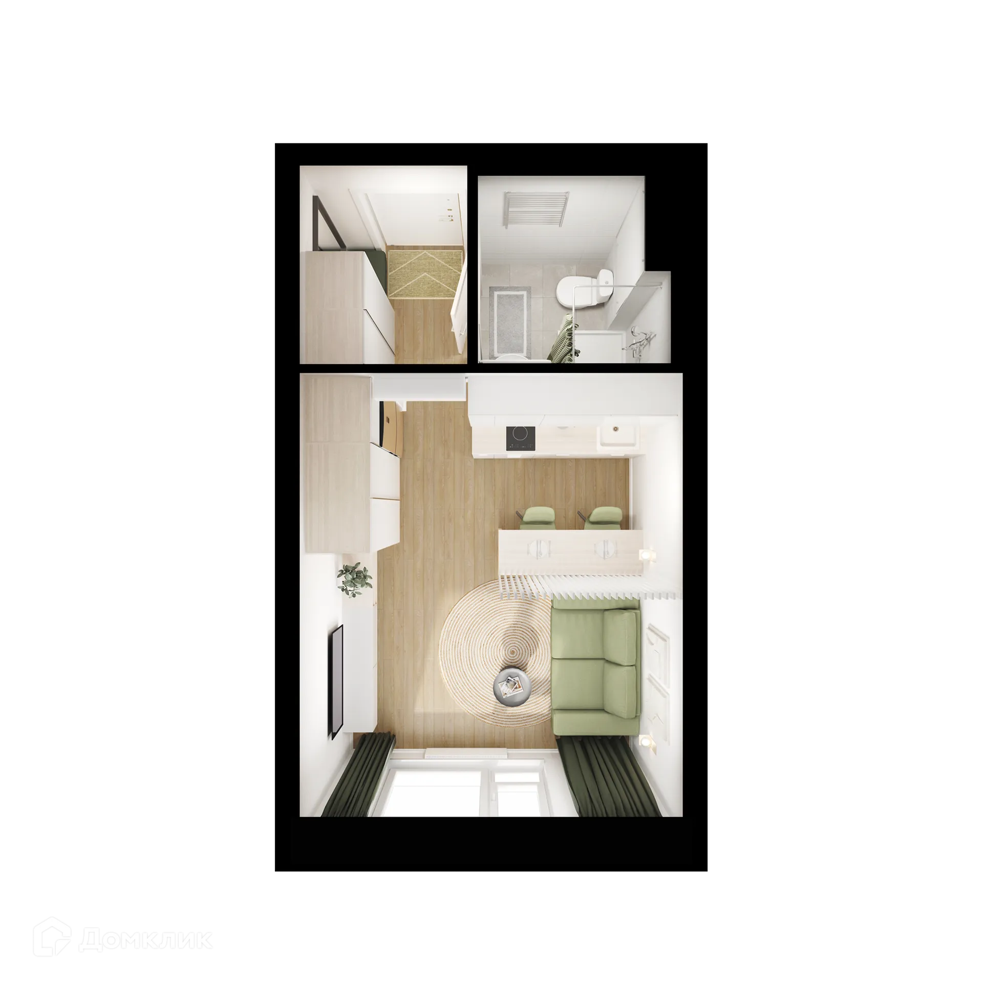 Планировка студии квартиры 19.1 м² в ЖК Никольские луга, г. Москва — фото 2