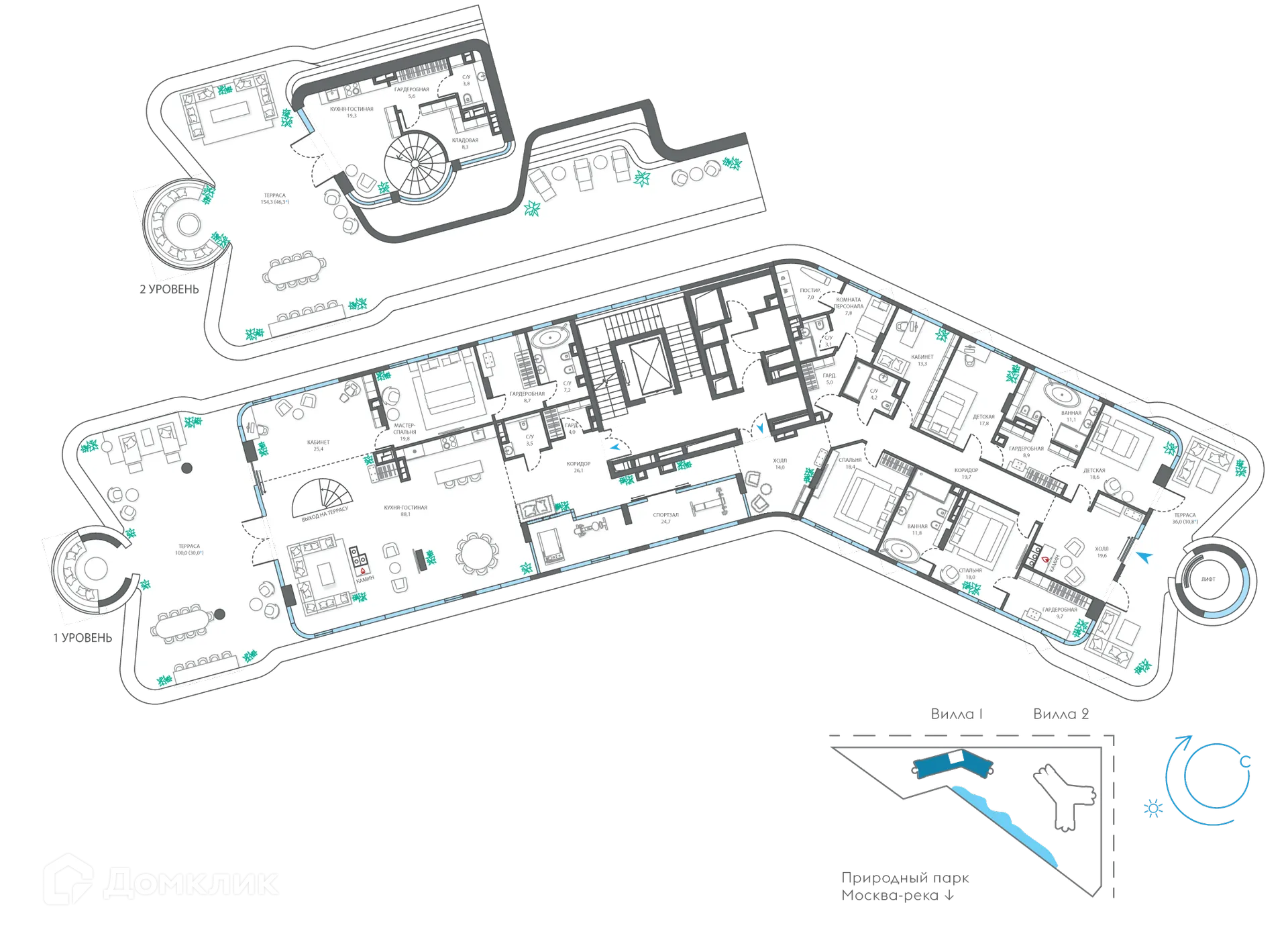 Планировка 6-комнатной квартиры 539.6 м² в ЖК "Остров", г. Москва — фото 1