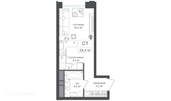 Планировка Студия в ЖК Михалковский