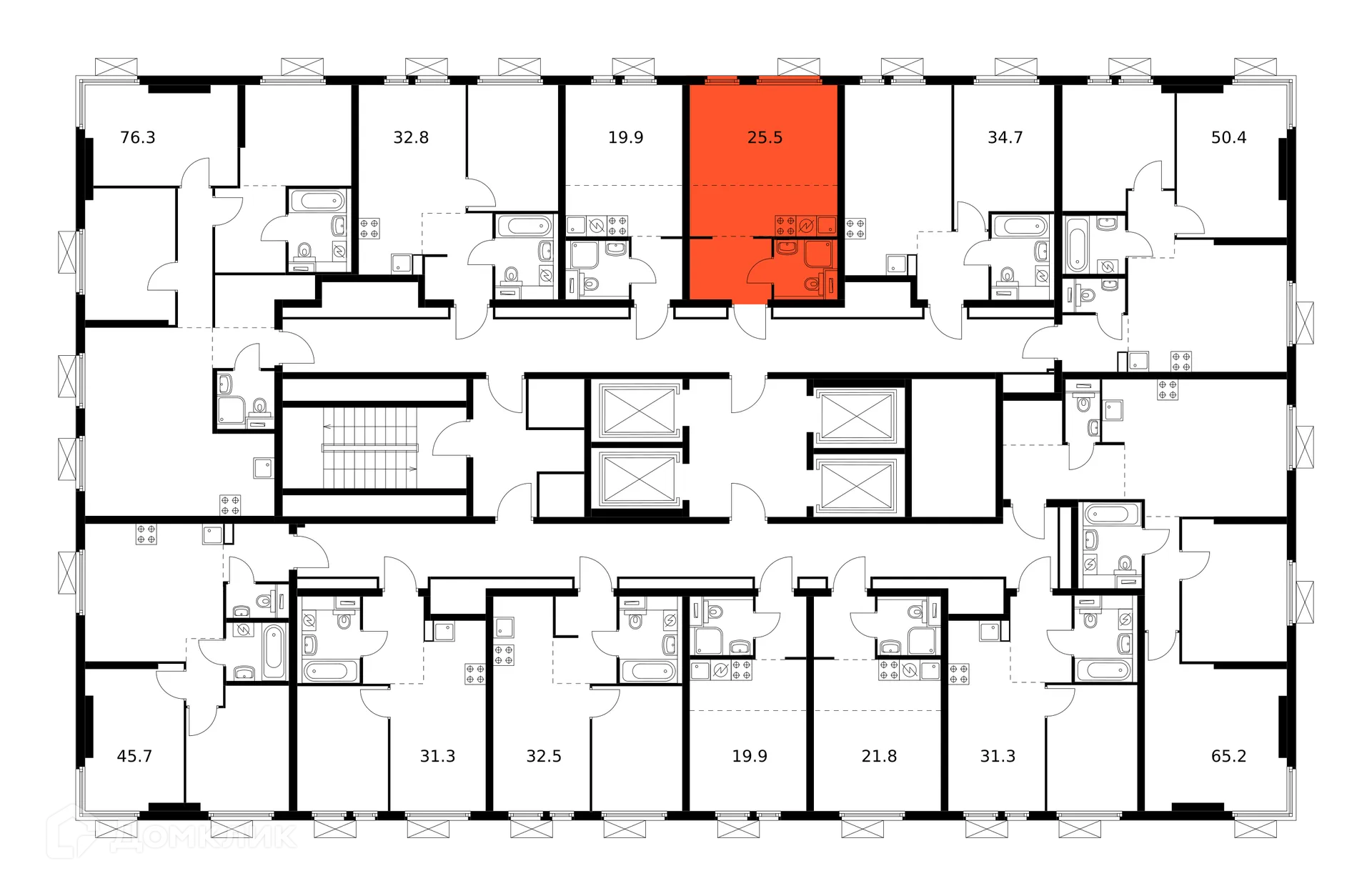 Планировка студии квартиры 25.3 м² в ЖК Второй Нагатинский, г. Москва — фото 4