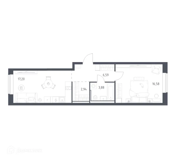 Планировка 1 комн. в Литературный квартал