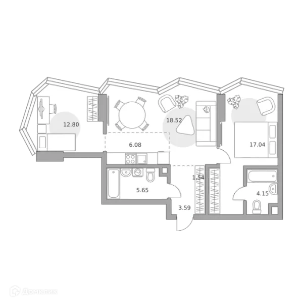 Планировка 2 комн. в ЖК MYPRIORITY (Майприорити) Мневники