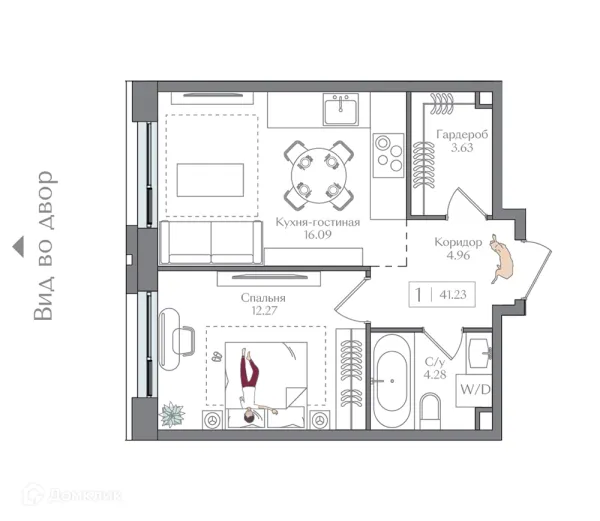 Планировка 1 комн. в ЖК Преображенская площадь