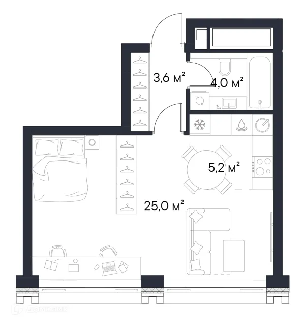 Планировка Студия в ЖК «1-й Нагатинский»