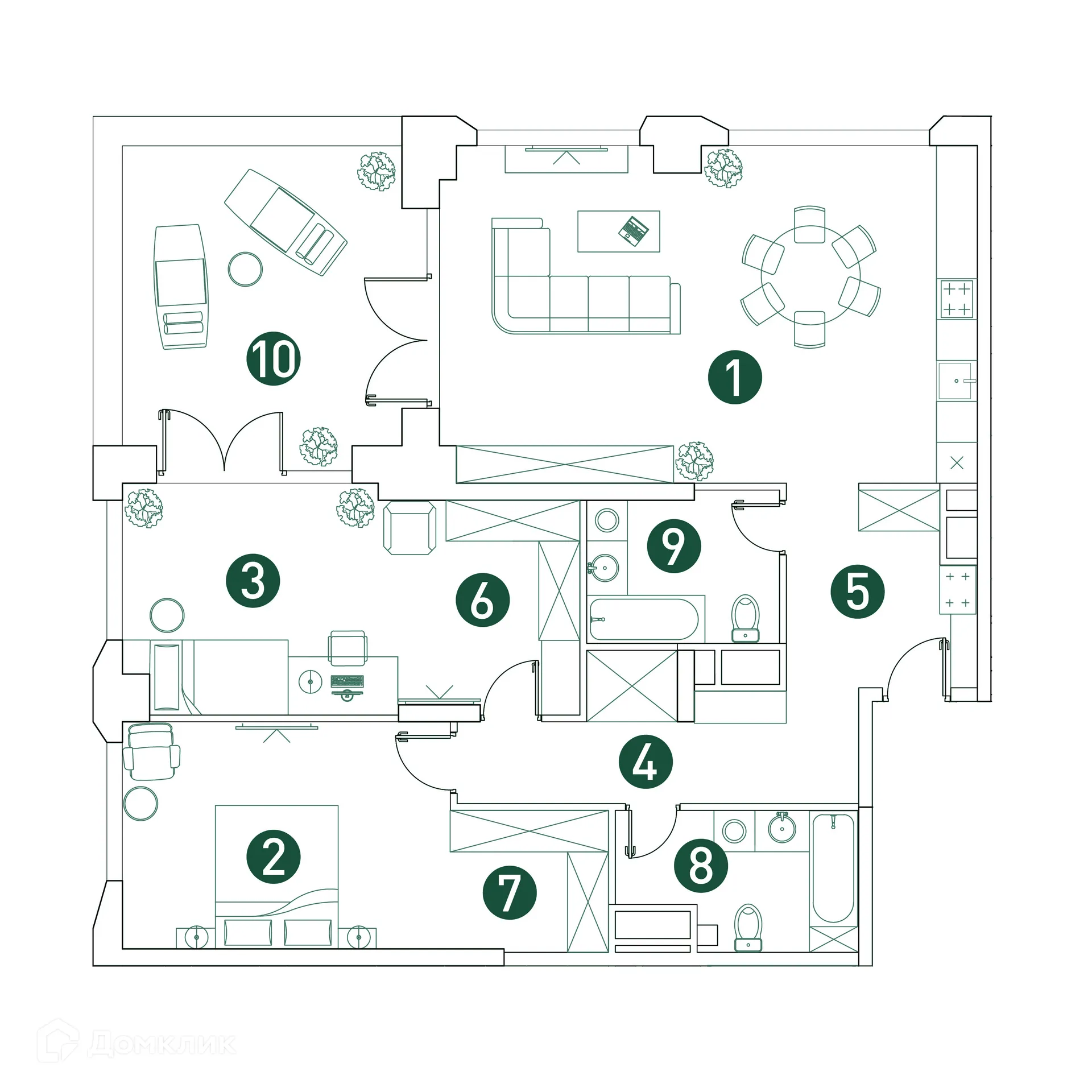 Планировка 3-комнатной квартиры 114.3 м² в ЖК "VERY (Вери)", г. Москва — фото 2
