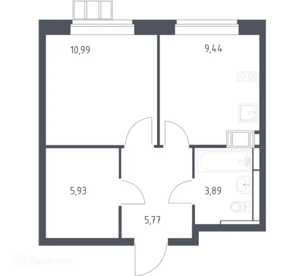 Планировка 1 комн. в ЖК Алхимово