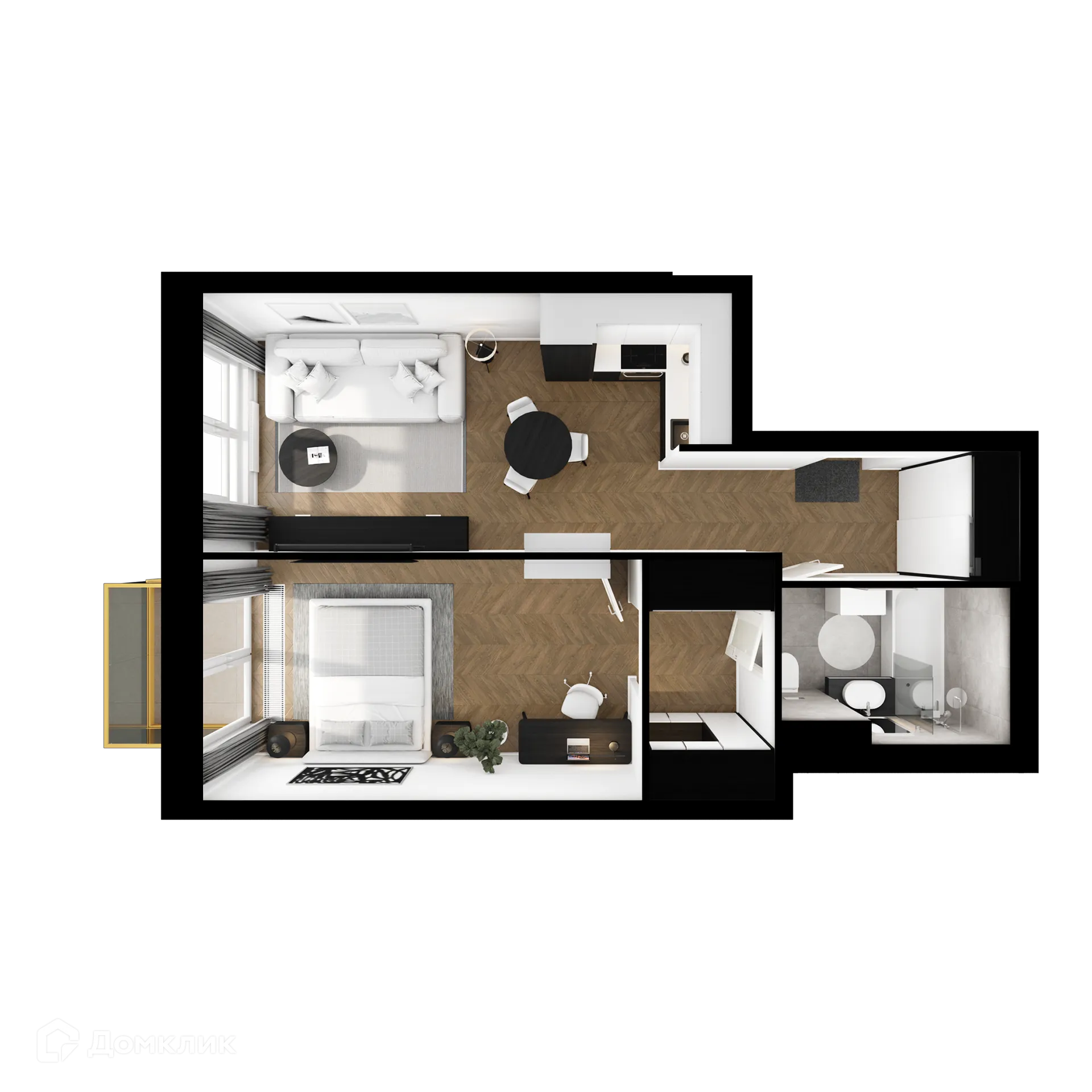 Планировка 1-комнатной квартиры 46.9 м² в ЖК Кронштадтский 9, г. Москва — фото 2
