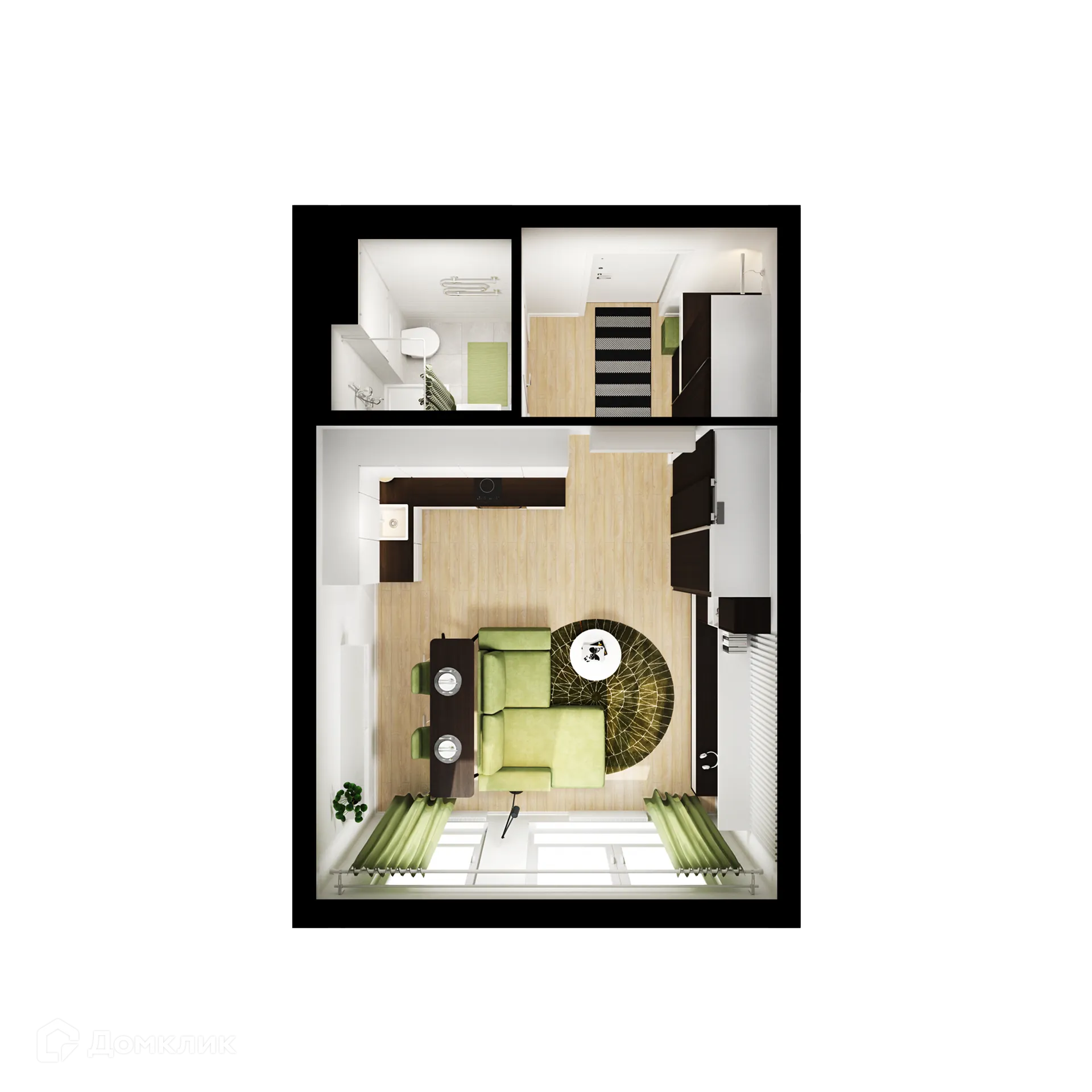 Планировка студии квартиры 25 м² в ЖК Первый Дубровский, г. Москва — фото 1