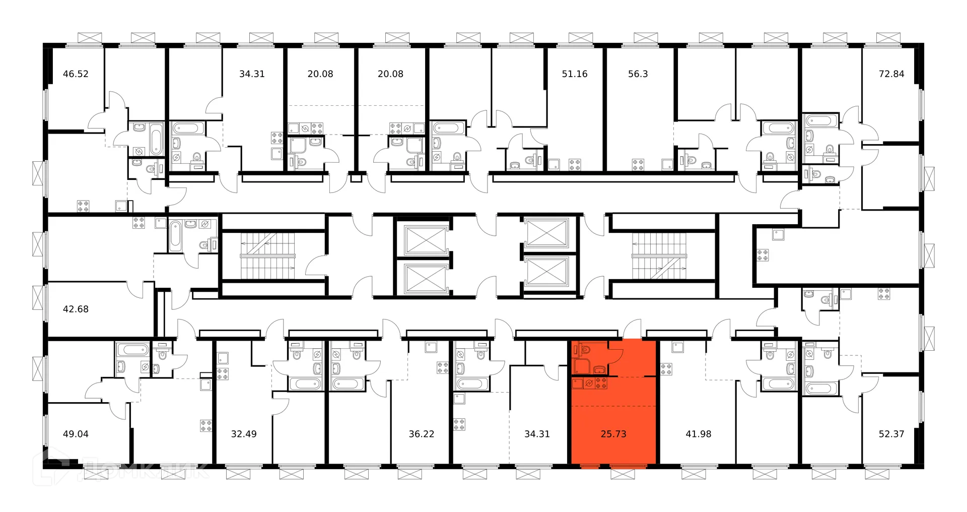 Планировка студии квартиры 25 м² в ЖК Первый Дубровский, г. Москва — фото 2