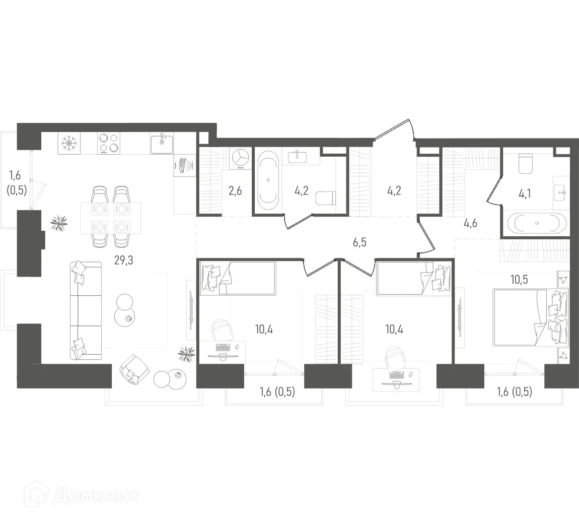 Планировка 3-комнатной квартиры 88.3 м² в ТАТУМ, г. Москва — фото 2