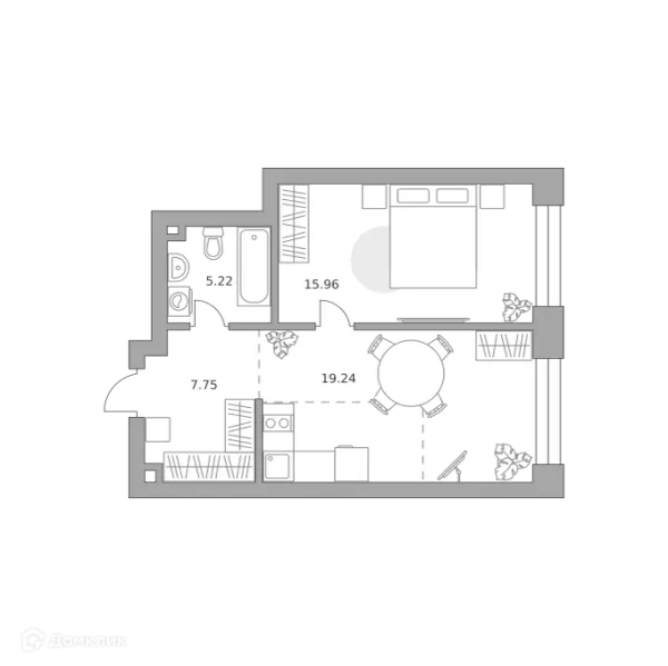 Планировка 1 комн. в ЖК MYPRIORITY Paveletskaya (МАЙПРИОРИТИ Павелецкая)