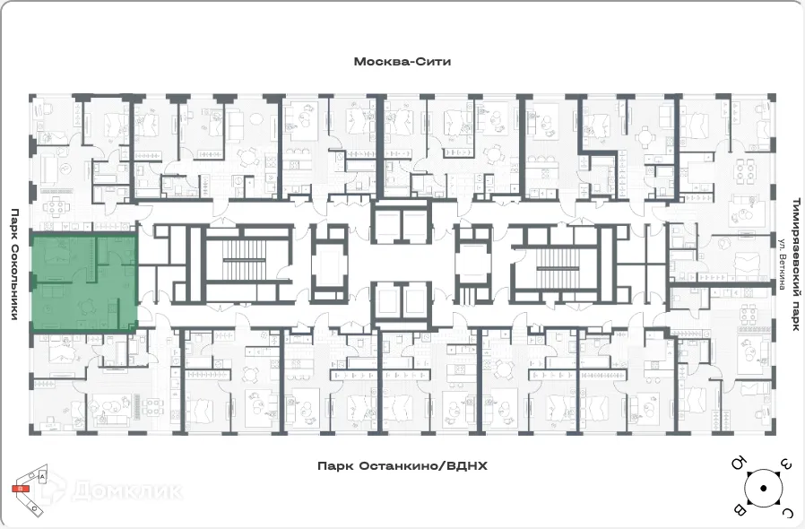 Планировка 1-комнатной квартиры 42.81 м² в ЖК TATE (Тейт), г. Москва — фото 3