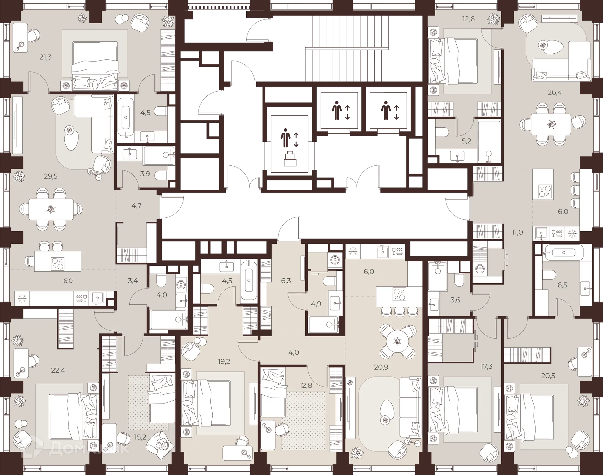 Планировка 2-комнатной квартиры 78.6 м² в Премиальный дом МАСТЕРС, г. Москва — фото 2