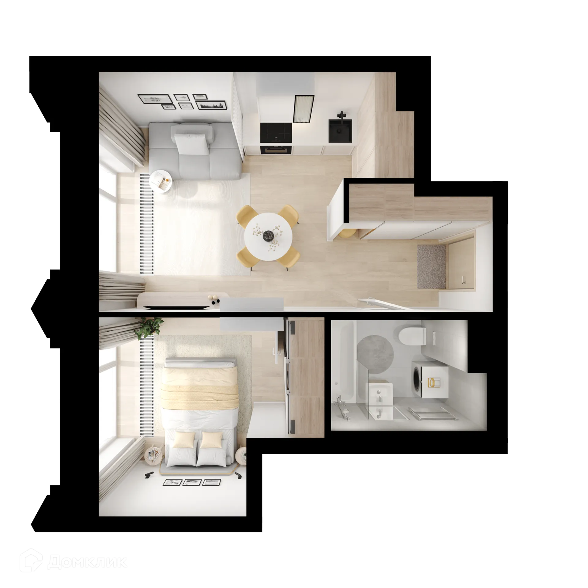 Планировка 1-комнатной квартиры 34.2 м² в ЖК Матвеевский парк, г. Москва — фото 2