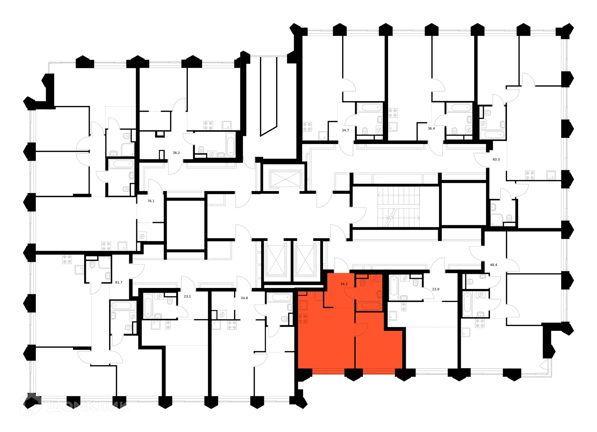 Планировка 1-комнатной квартиры 34.2 м² в ЖК Матвеевский парк, г. Москва — фото 3