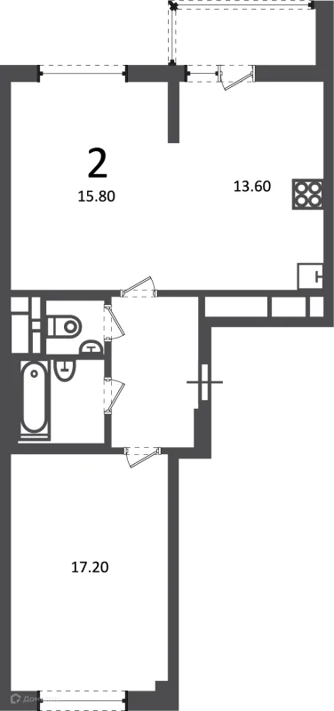Планировка 2 комн. в Кусковская ул., д. 12/1 (Московские кварталы)