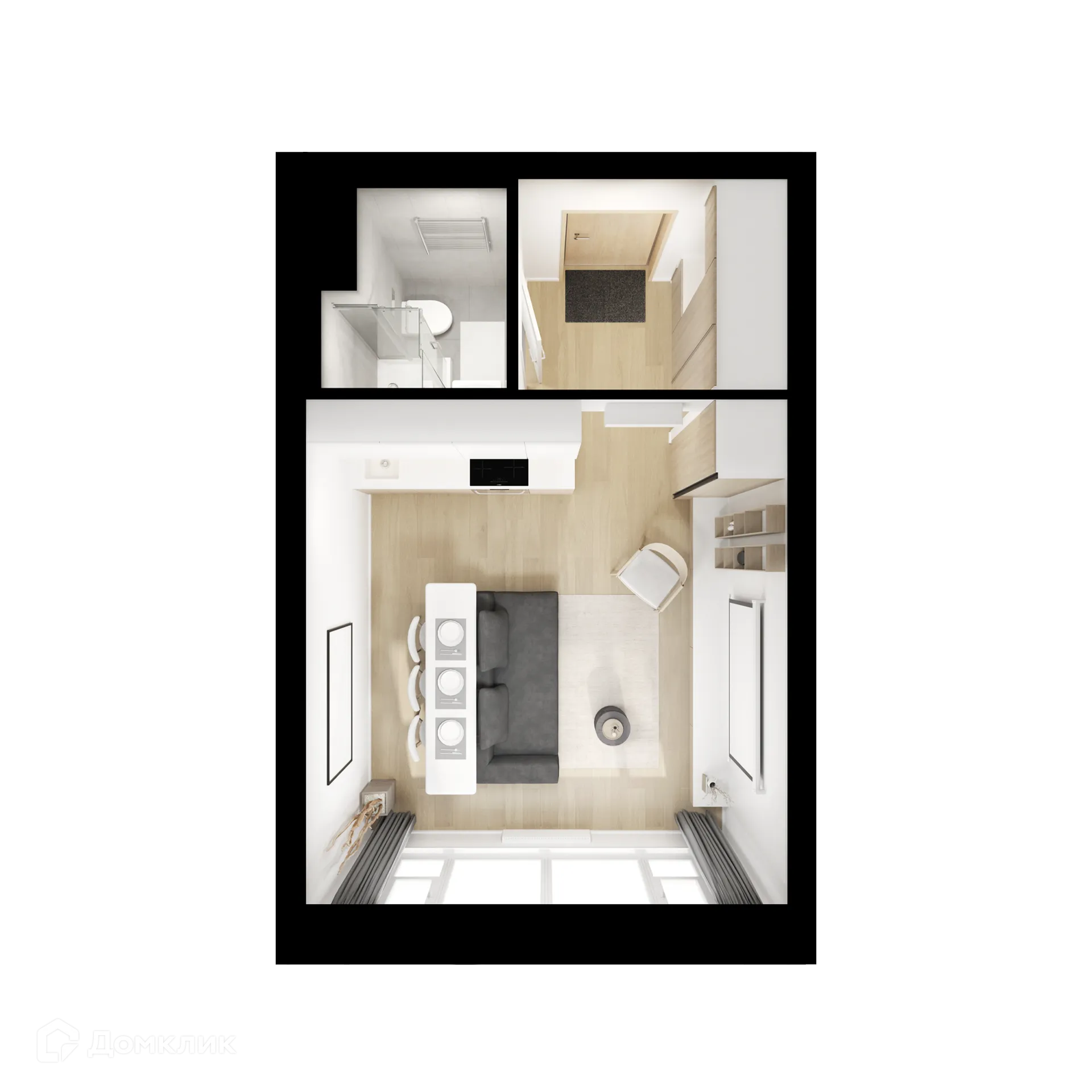 Планировка студии квартиры 23.5 м² в ЖК 2-й Иртышский, г. Москва — фото 2