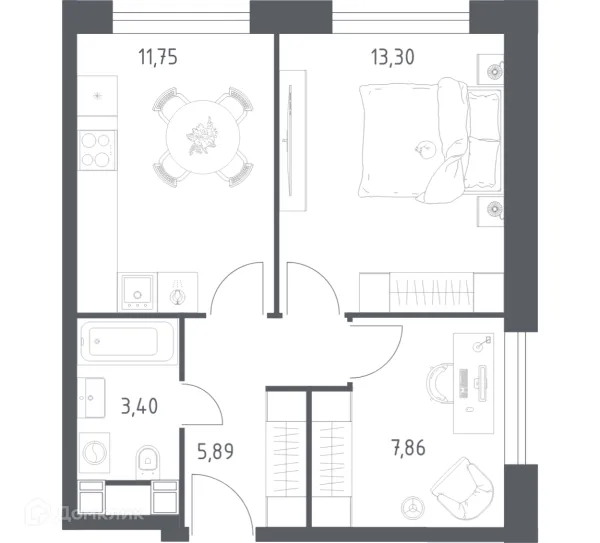 Планировка 2 комн. в Пятницкое 58