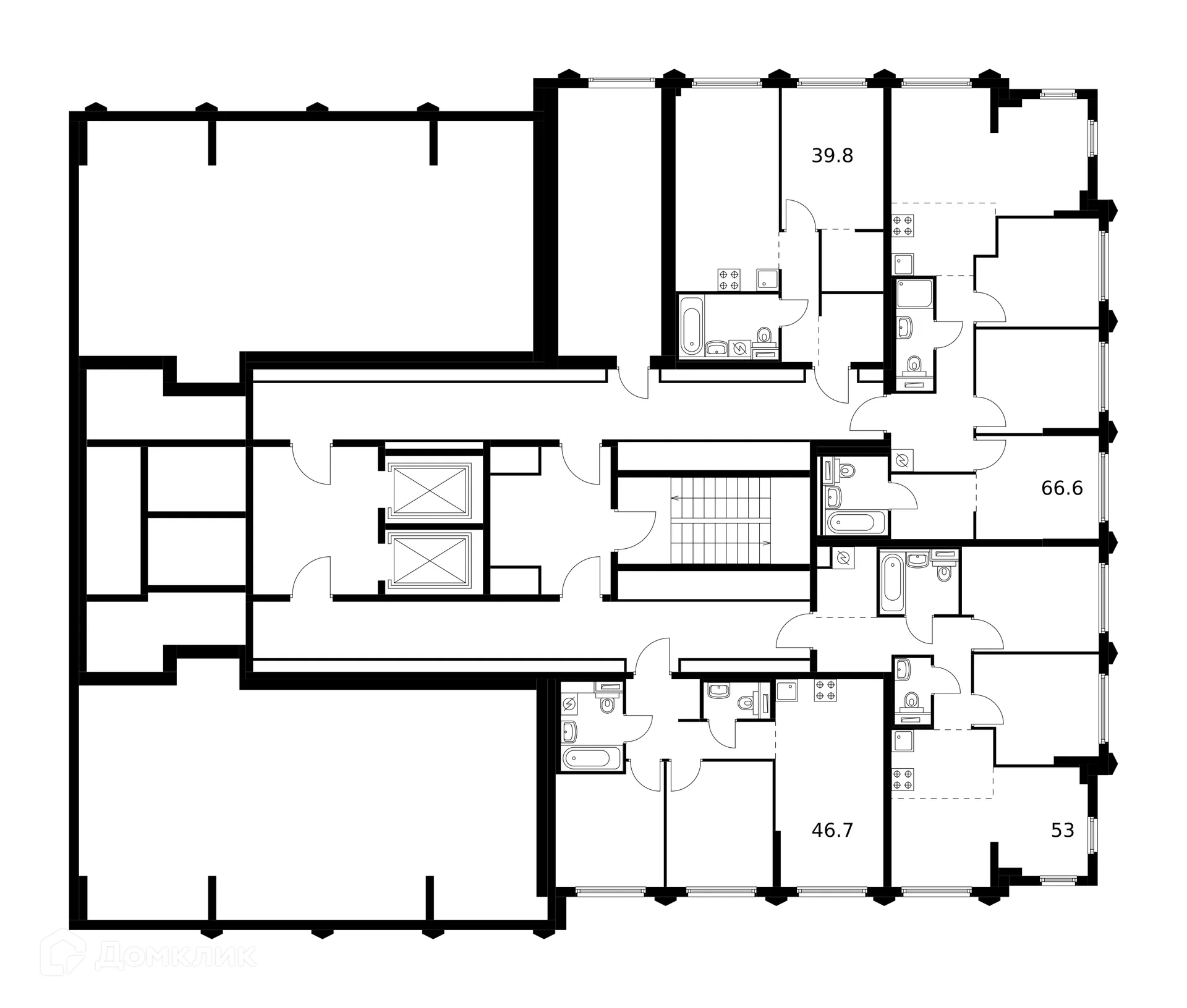 Планировка 3-комнатной квартиры 66.6 м² в ЖК Бусиновский парк, г. Москва — фото 3