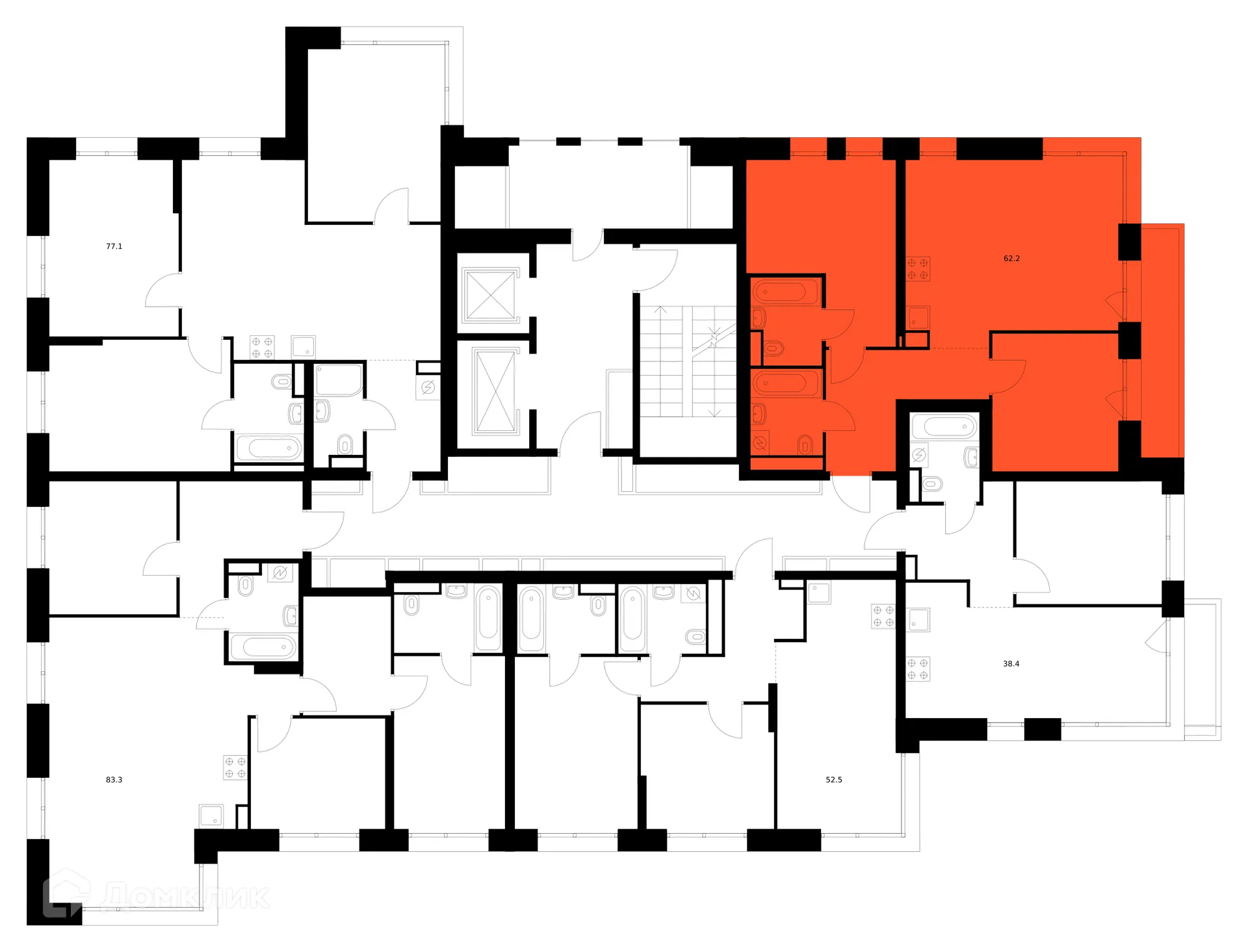 Планировка 2-комнатной квартиры 62.2 м² в «Строгино 360», г. Москва — фото 3