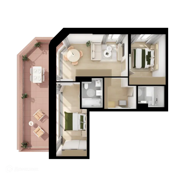 Планировка 2 комн. в ЖК Кавказский бульвар 51